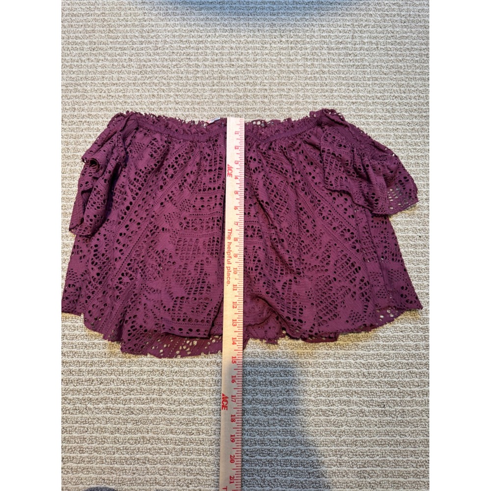 Free People Beach Plum Purple Eyelet Lace Off The Shoulder Crop Top Womens Med - Picture 5 of 10